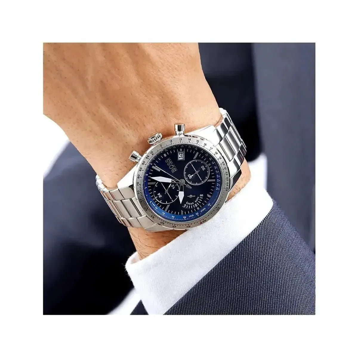 Hugo Boss 1513582 Talent Blue Dial Silver Steel Strap Watch for Men Hugo Boss