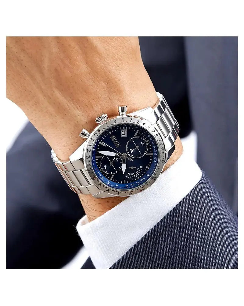 Hugo Boss 1513582 Talent Blue Dial Silver Steel Strap Watch for Men Hugo Boss