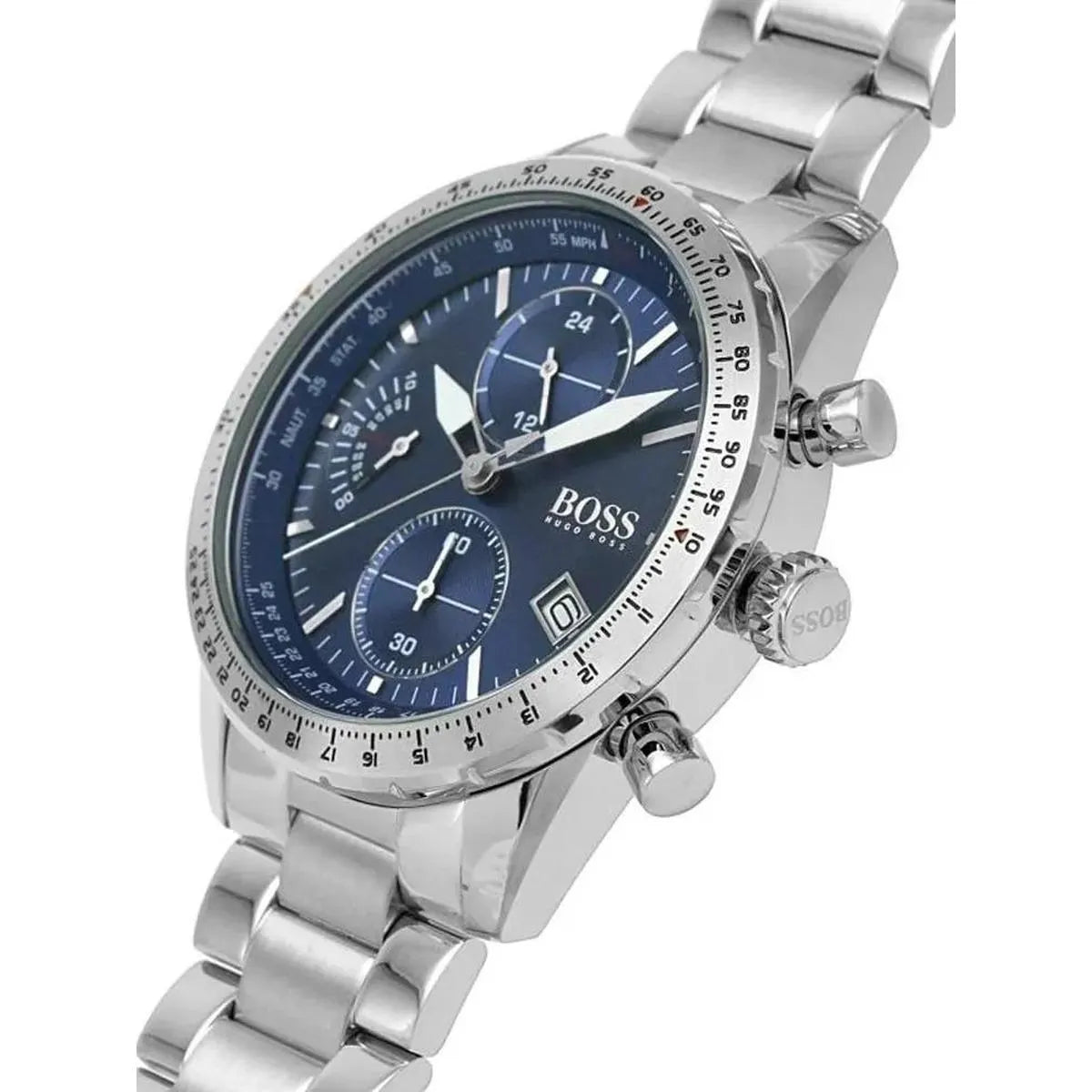 Hugo Boss 1513850 Pilot Blue Dial Silver Steel Strap Watch for Men Hugo Boss