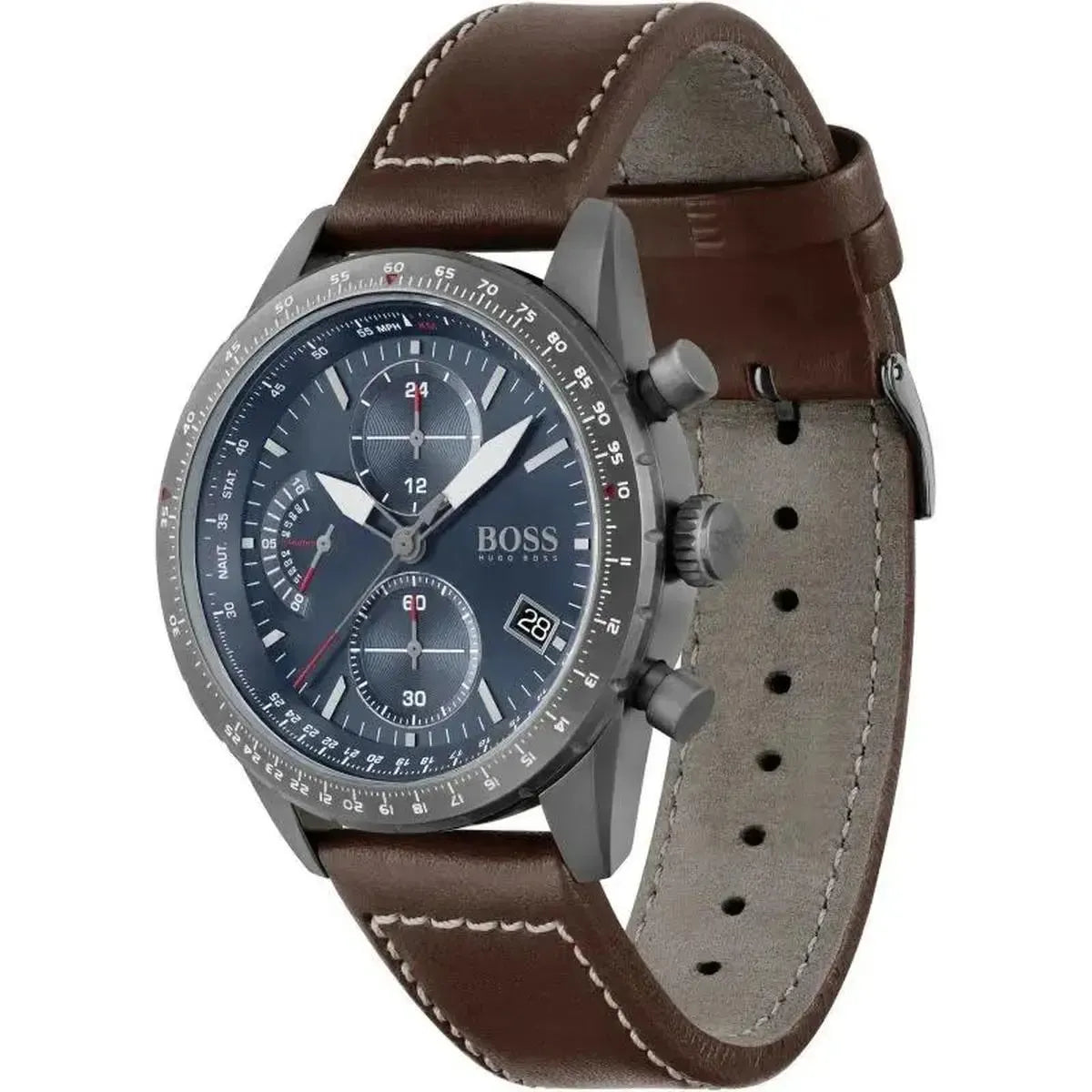 Hugo Boss 1513852 Pilot Edition Blue Dial Brown Leather Strap Watch for Men Hugo Boss