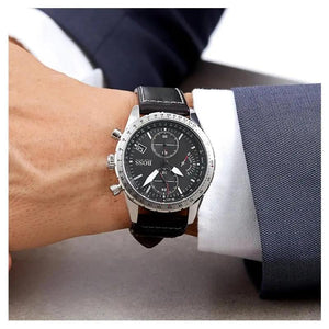 Hugo Boss 1513853 Pilot Edition Black Dial Black Leather Strap Watch for Men Hugo Boss