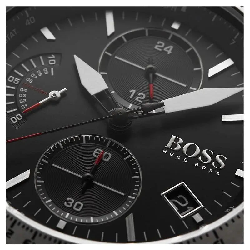 Hugo Boss 1513853 Pilot Edition Black Dial Black Leather Strap Watch for Men Hugo Boss