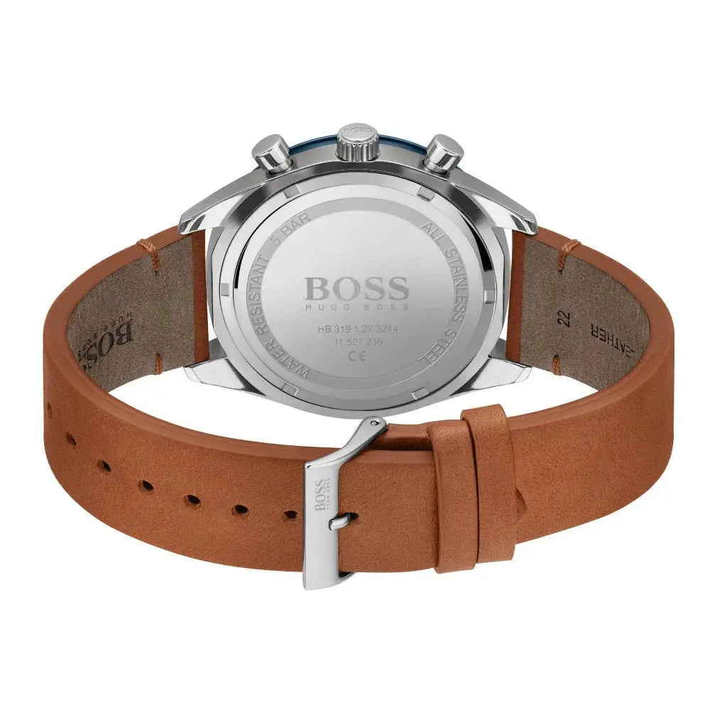 Hugo Boss 1513860 Santiago Blue Dial Brown Leather Strap Watch for Men Hugo Boss