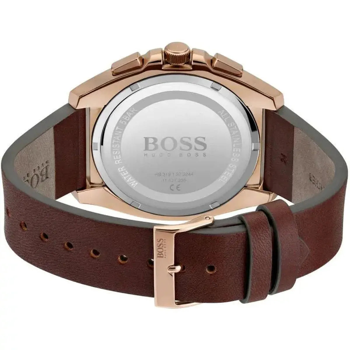 Hugo Boss 1513882 Grandmaster Grey Dial Brown Leather Strap Watch for Men Hugo Boss