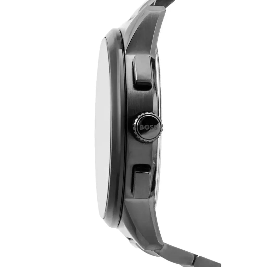 Hugo Boss 1513929 Dapper Chronograph Black Dial Black Steel Strap Watch For Men Hugo Boss