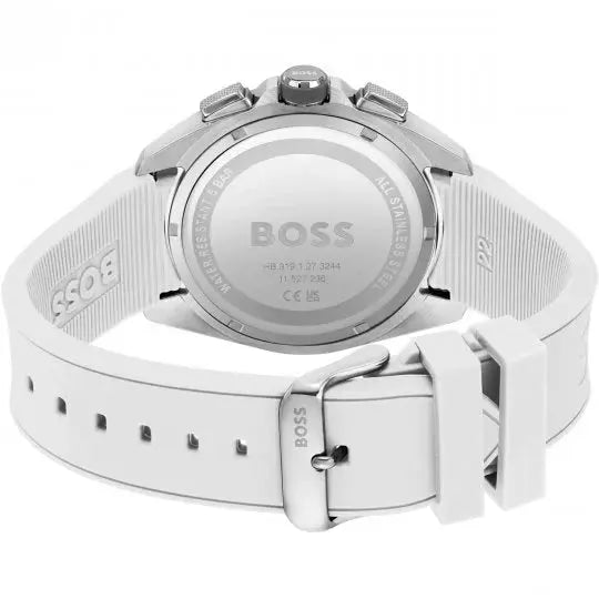 Hugo Boss 1513948 Volane Grey Dial White SIlicone Strap Watch for Men Hugo Boss