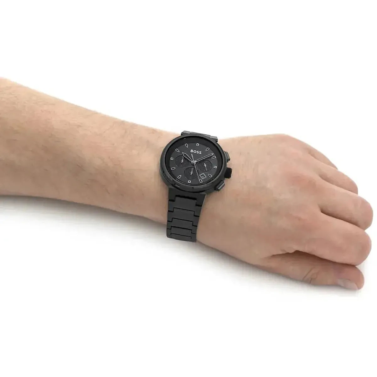 Hugo Boss 1514001 One Chronograph Black Dial Black Steel Strap Watch For Men Hugo Boss