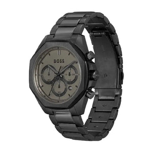 Hugo Boss 1514016 Cloud Chronograph Black Dial Black Steel Strap Watch For Men Hugo Boss