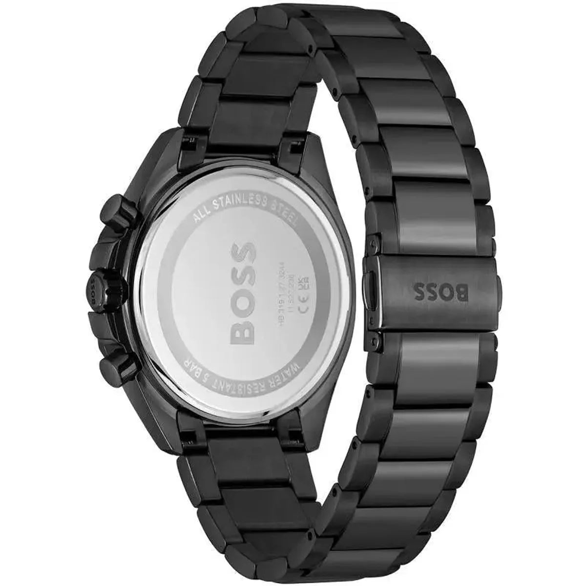 Hugo Boss 1514016 Cloud Chronograph Black Dial Black Steel Strap Watch For Men Hugo Boss