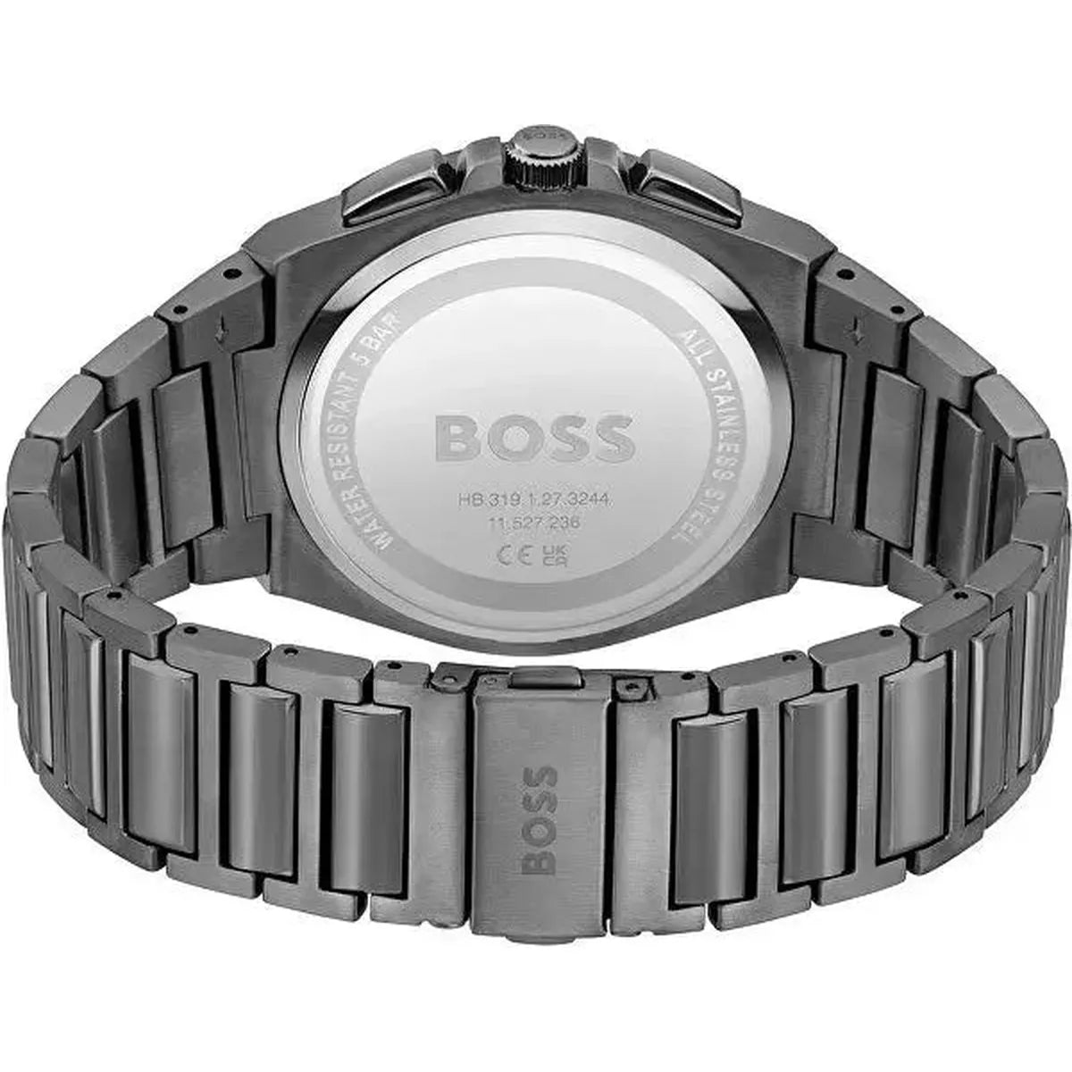 Hugo Boss 1514045 Steer Chronograph Grey Dial Grey Steel Strap Watch For Men Hugo Boss