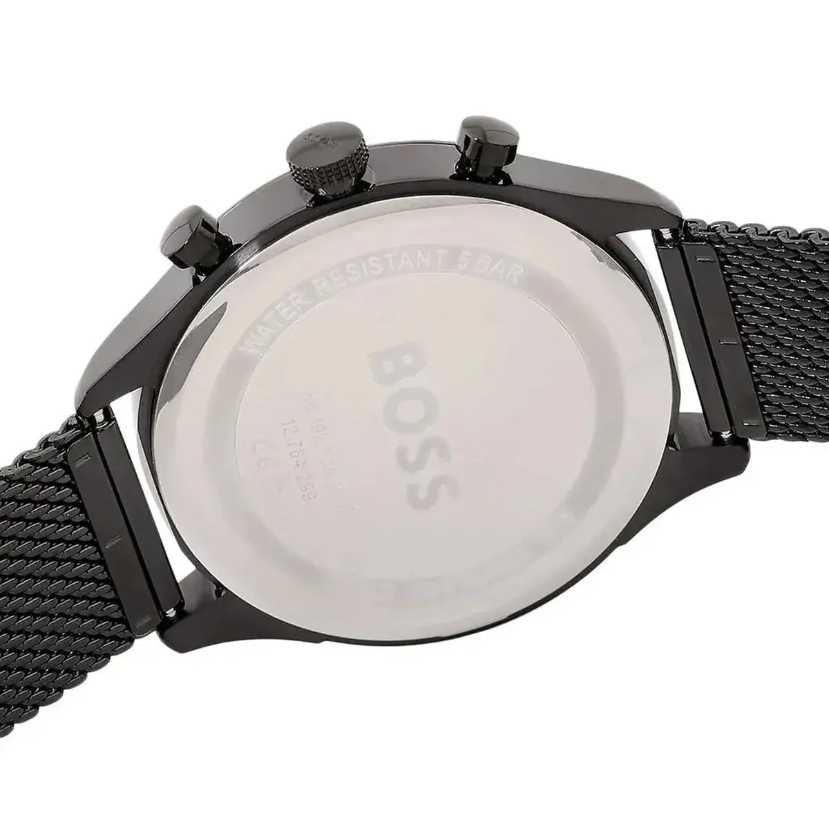 Hugo Boss 1514065 Gregor Chronograph Black Dial Black Mesh Bracelet Watch For Men Hugo Boss