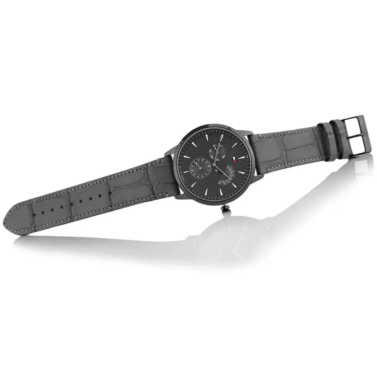 Tommy Hilfiger 1710388 Brad Chronograph Quartz Grey Dial Grey Leather Strap Watch For Men Tommy Hilfiger