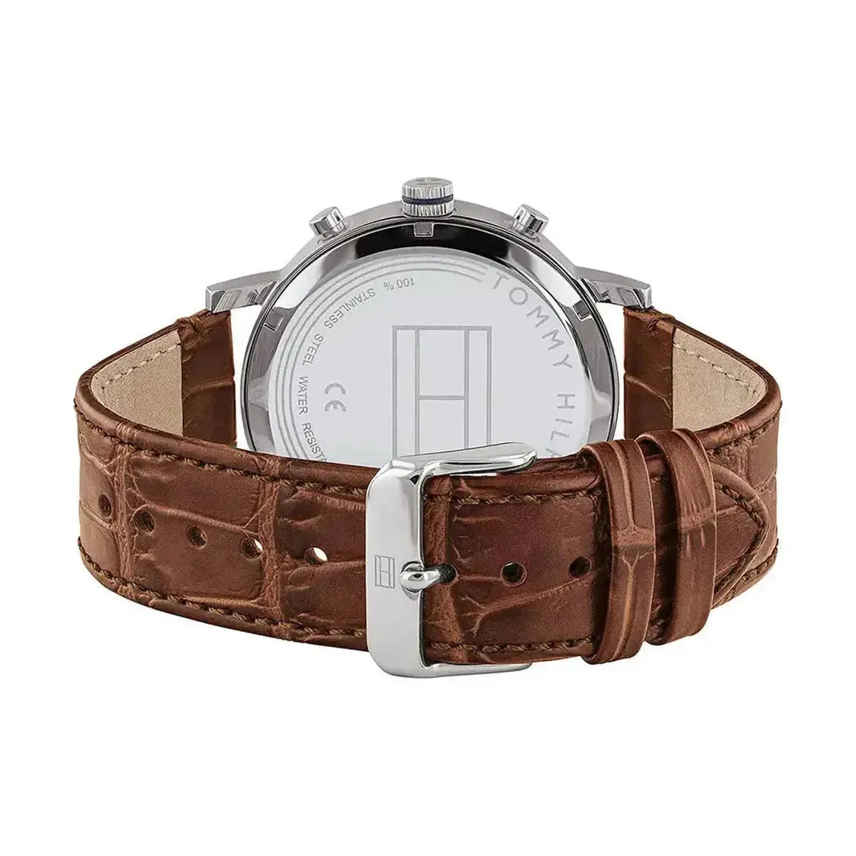 Tommy Hilfiger 1710393 Evan Chronograph Blue Dial Brown Leather Strap Watch for Men Tommy Hilfiger