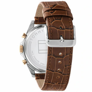 Tommy Hilfiger 1710450 Baker Chronograph White Dial Brown Leather Strap Watch For Men Tommy Hilfiger