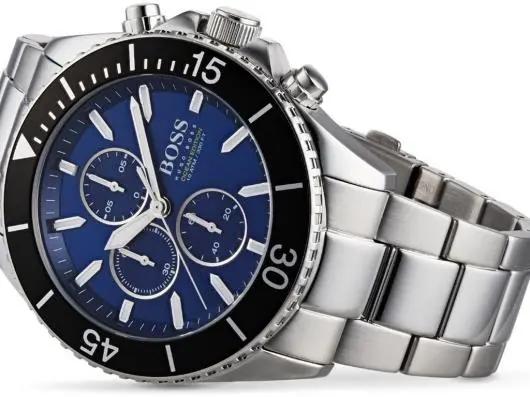 Hugo Boss 1513704 Ocean Edition Chronograph Blue Dial Silver Steel Strap Watch for Men Hugo Boss