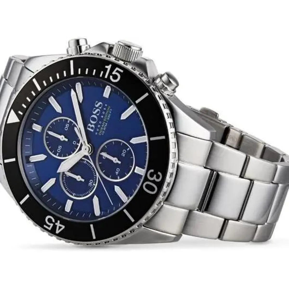 Hugo Boss 1513704 Ocean Edition Chronograph Blue Dial Silver Steel Strap Watch for Men Hugo Boss