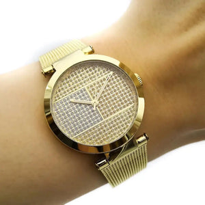 Tommy Hilfiger 1781867 Lynn Quartz Gold Dial Gold Mesh Bracelet Watch For Women Tommy Hilfiger