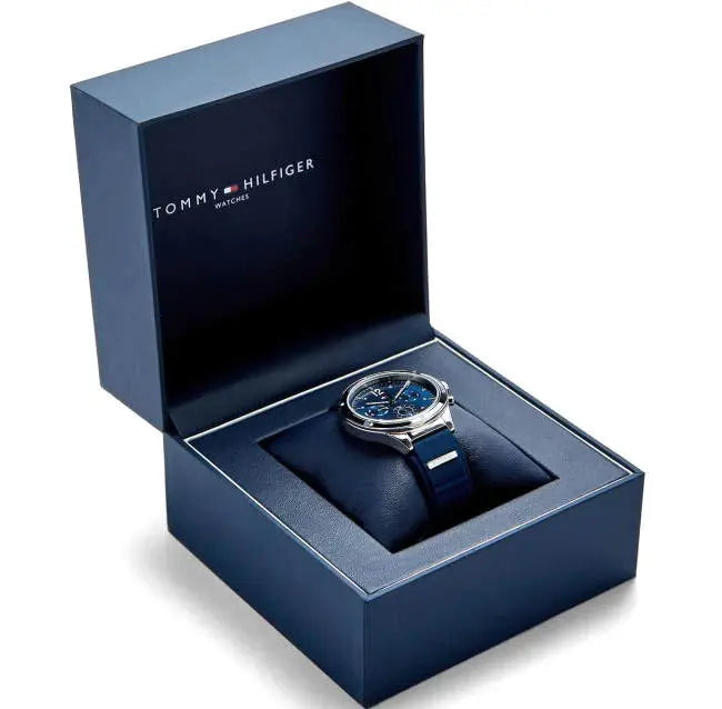 Tommy Hilfiger 1782281 Eve Chronograph Quartz Blue Dial Blue Rubber Strap Watch For Women Tommy Hilfiger