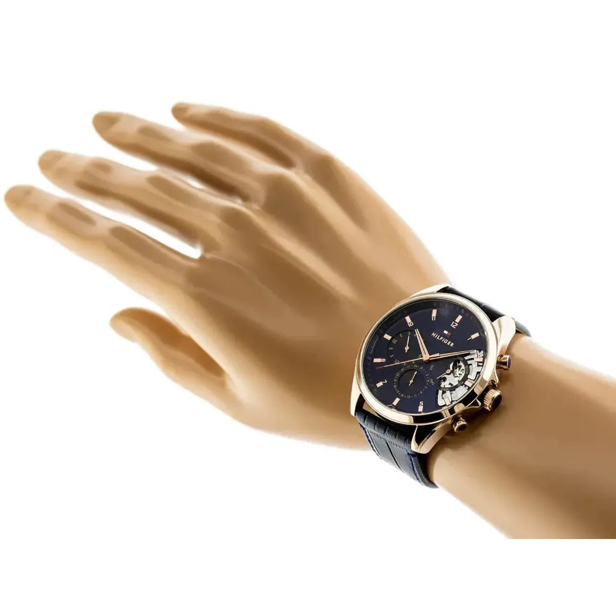 Tommy Hilfiger 1710451 Baker Chronograph Quartz Blue Dial Blue Leather Strap Watch For Men Tommy Hilfiger