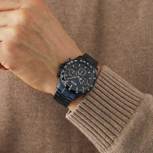 Hugo Boss 1513180 Chronograph Black Dial Black Steel Strap Watch for Men Hugo Boss