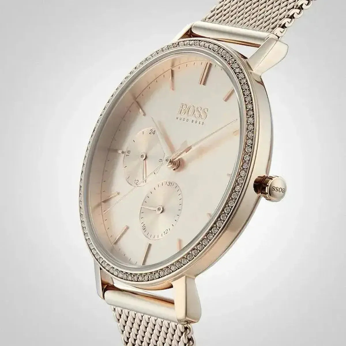 Hugo Boss 1502519 Infinity Carnation Gold Dial Gold Mesh Bracelet Watch for Women Hugo Boss