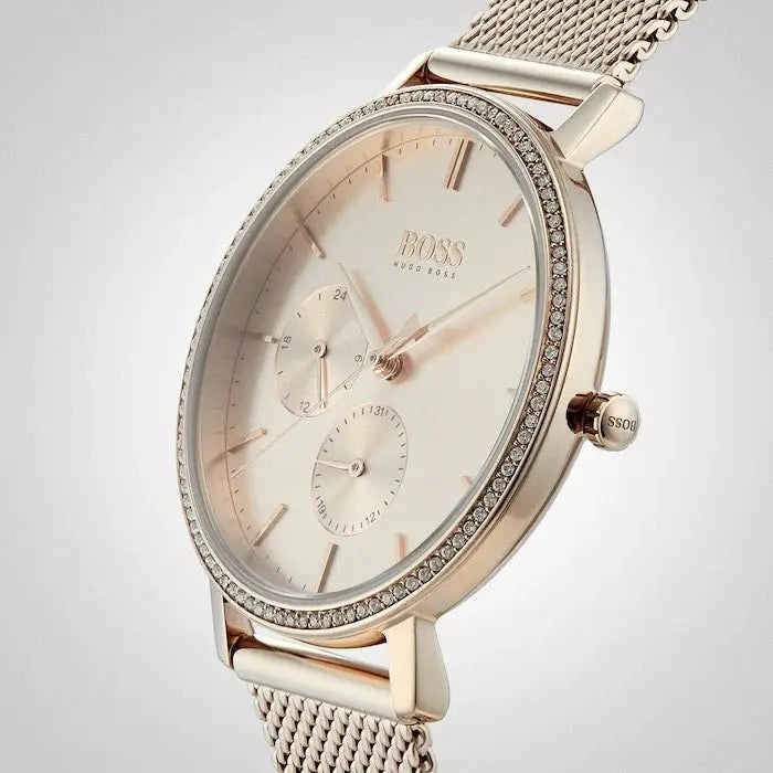 Hugo Boss 1502519 Infinity Carnation Gold Dial Gold Mesh Bracelet Watch for Women Hugo Boss