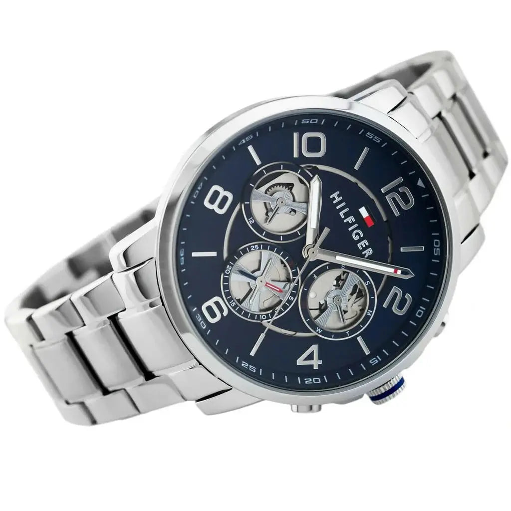 Tommy Hilfiger 1791293 Keagan Blue Dial Silver Steel Strap Watch for Men Tommy Hilfiger