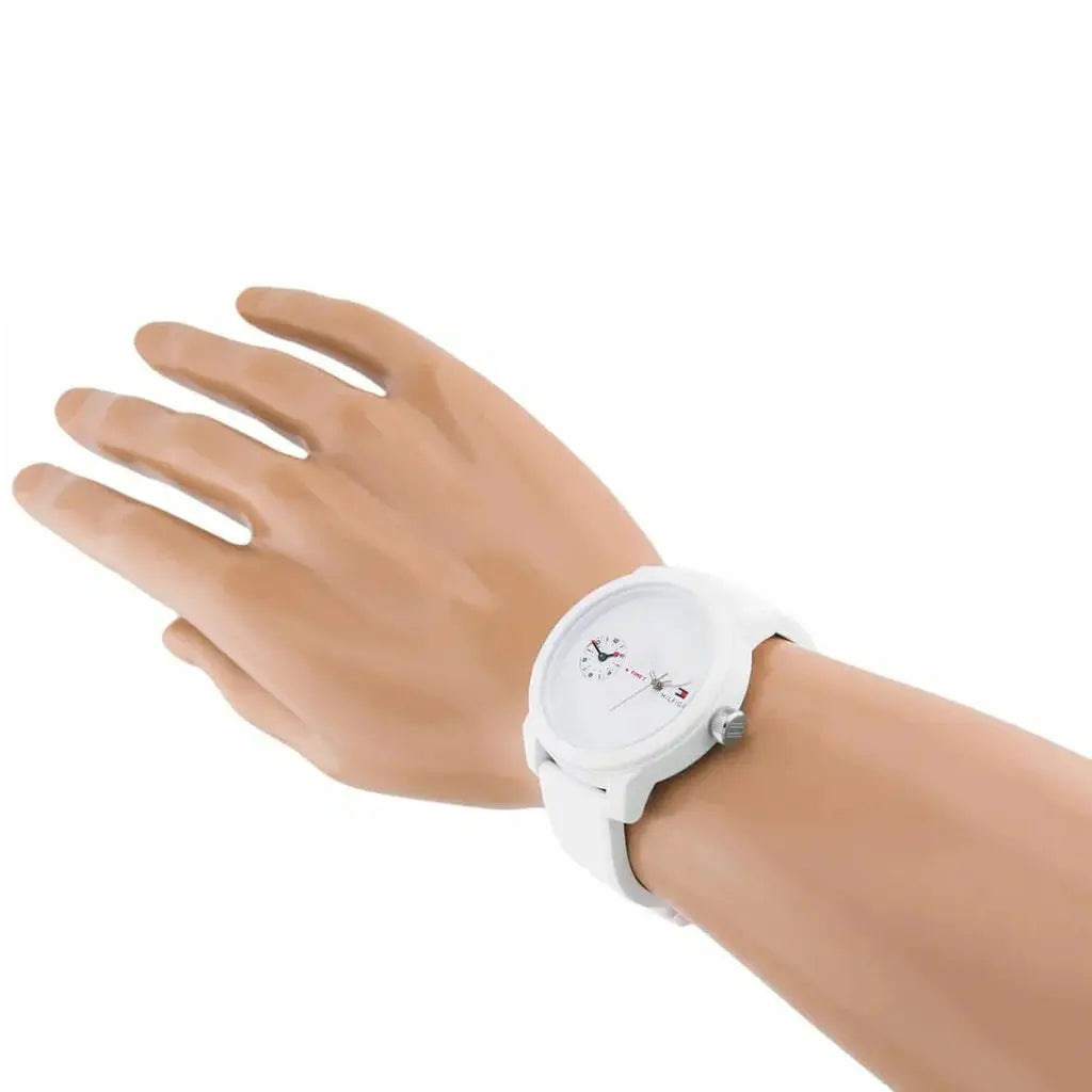 Tommy Hilfiger 1791324 Denim White Dial White Rubber Strap Watch for Men Tommy Hilfiger
