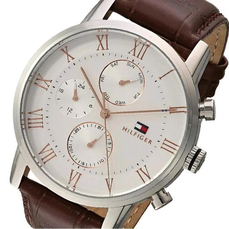 Tommy Hilfiger 1791400 Kane Chronograph White Dial Brown Leather Strap Watch for Men Tommy Hilfiger
