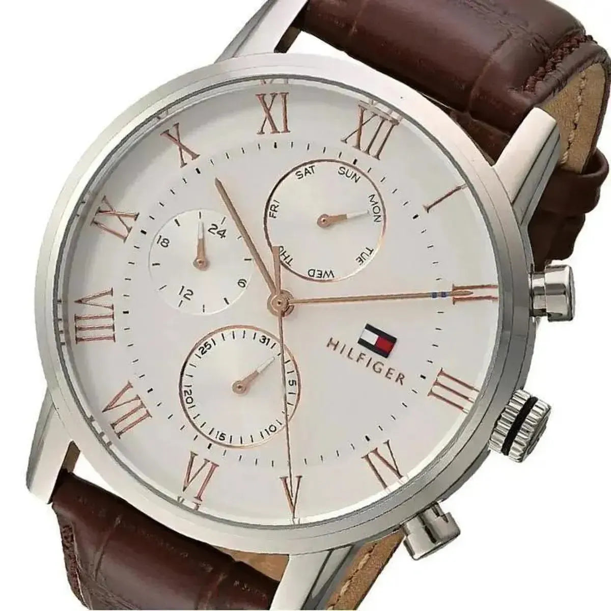 Tommy Hilfiger 1791400 Kane Chronograph White Dial Brown Leather Strap Watch for Men Tommy Hilfiger