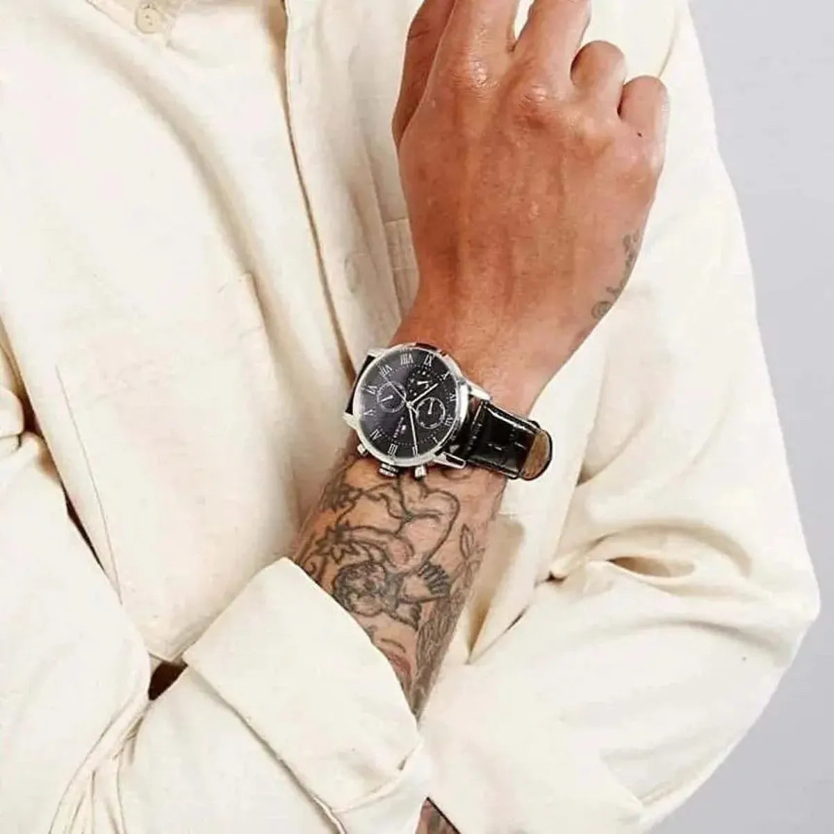 Tommy Hilfiger 1791401 Kane Quartz Black Dial Black Leather Strap Watch for Men Tommy Hilfiger