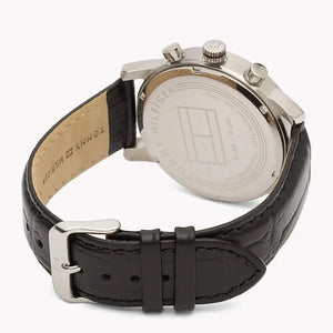 Tommy Hilfiger 1791401 Kane Quartz Black Dial Black Leather Strap Watch for Men Tommy Hilfiger