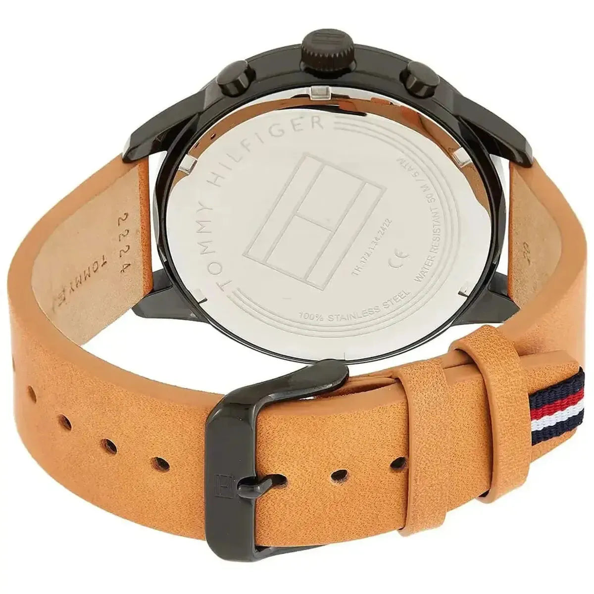 Tommy Hilfiger 1791486 James Quartz Black Dial Brown Leather Strap Watch For Men Tommy Hilfiger