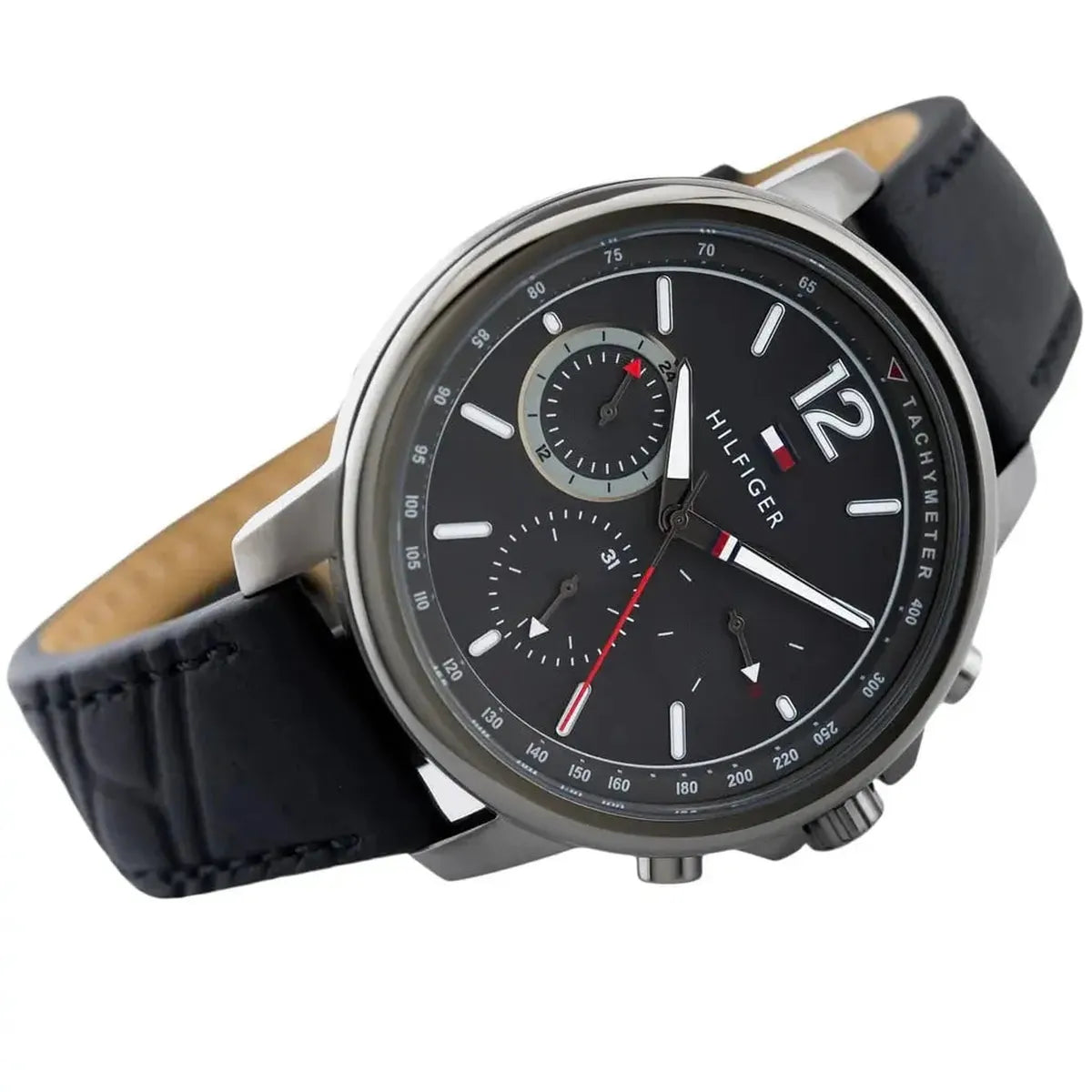 Tommy Hilfiger 1791533 London Chronograph Grey Dial Black Leather Strap Watch for Men Tommy Hilfiger