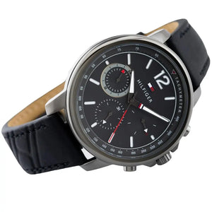 Tommy Hilfiger 1791533 London Chronograph Grey Dial Black Leather Strap Watch for Men Tommy Hilfiger