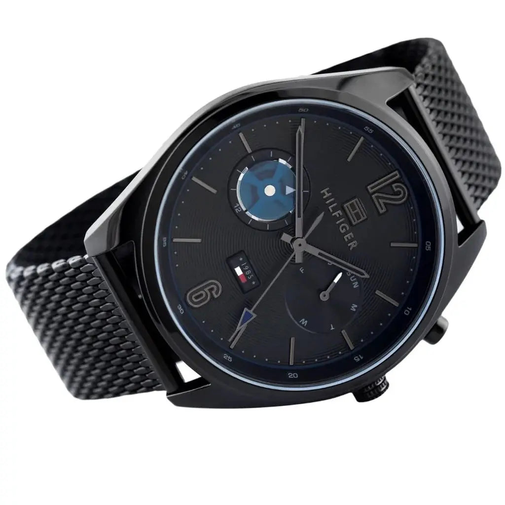 Tommy Hilfiger 1791547 Deacon Analog Black Dial Black Mesh Bracelet Watch for Men Tommy Hilfiger