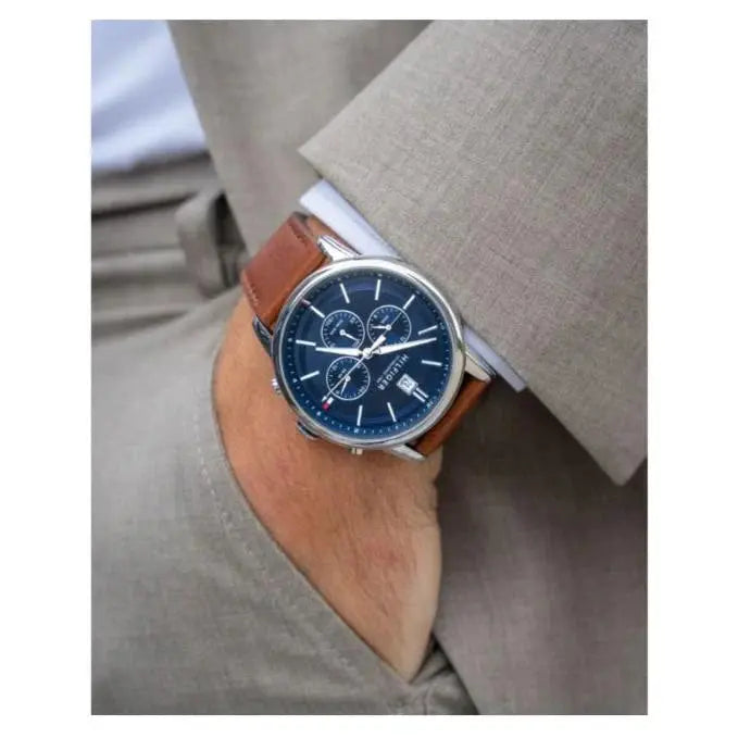 Tommy Hilfiger 1791642 Spencer Blue Dial Brown Leather Strap Watch for Men Tommy Hilfiger