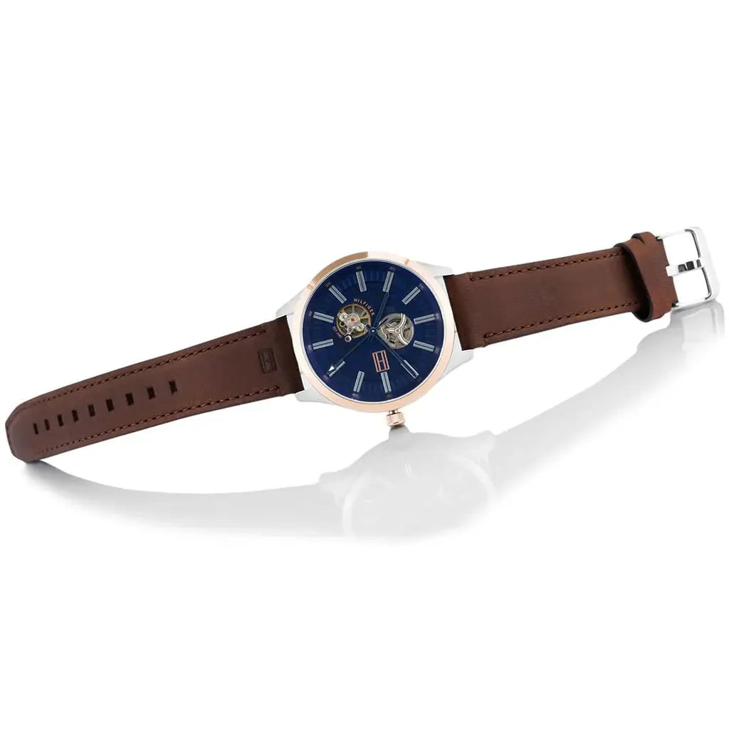 Tommy Hilfiger 1791642 Spencer Blue Dial Brown Leather Strap Watch for Men Tommy Hilfiger