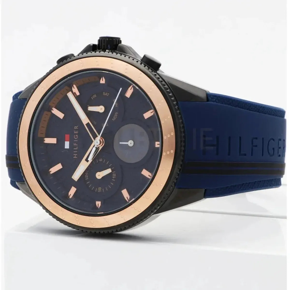 Tommy Hilfiger 1791860 Aiden Chronograph Blue Dial Blue Silicone Strap Watch For Men Tommy Hilfiger