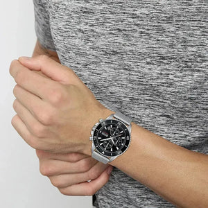 Hugo Boss 1513904 Admiral Black Dial Silver Mesh Bracelet Watch for Men Hugo Boss