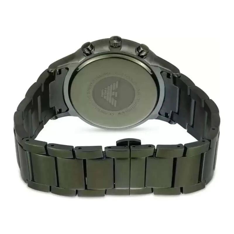 Emporio Armani AR11117 Renato Chronograph Quartz Grey Dial Green Steel Strap Watch For Men Emporio Armani