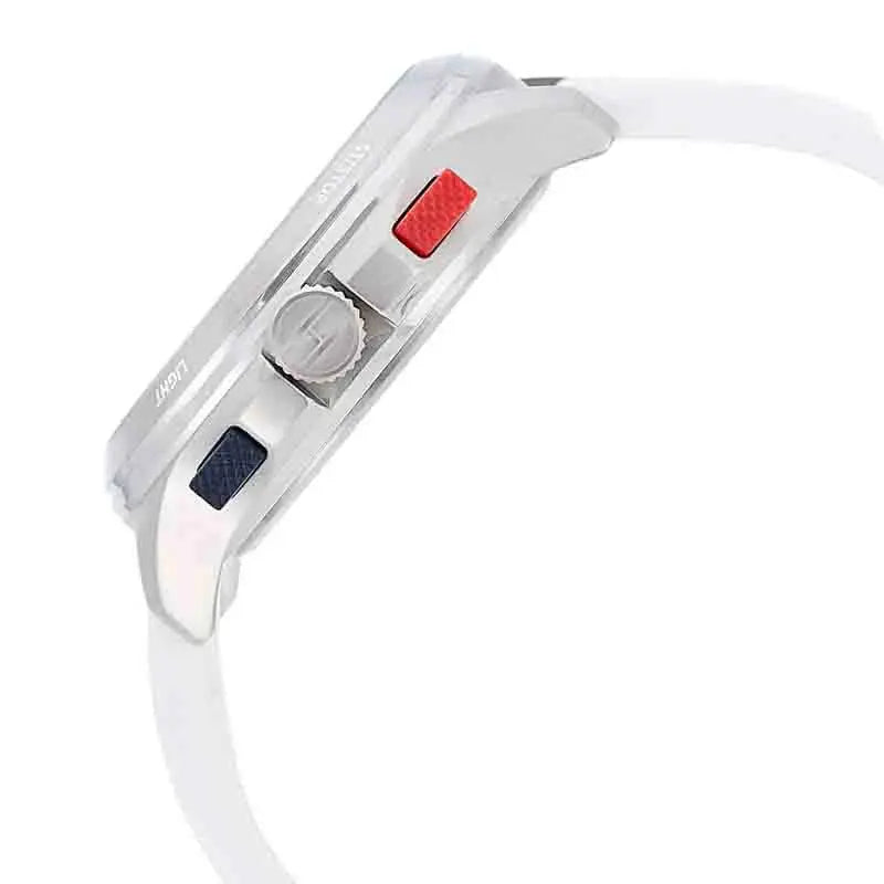 Tommy Hilfiger 1791764 Digital Silver Dial White Silicone Strap Watch For Men Tommy Hilfiger