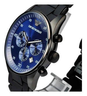 Emporio Armani AR5921 Sportivo Chronograph Blue Dial Black Strap Watch For Men Emporio Armani