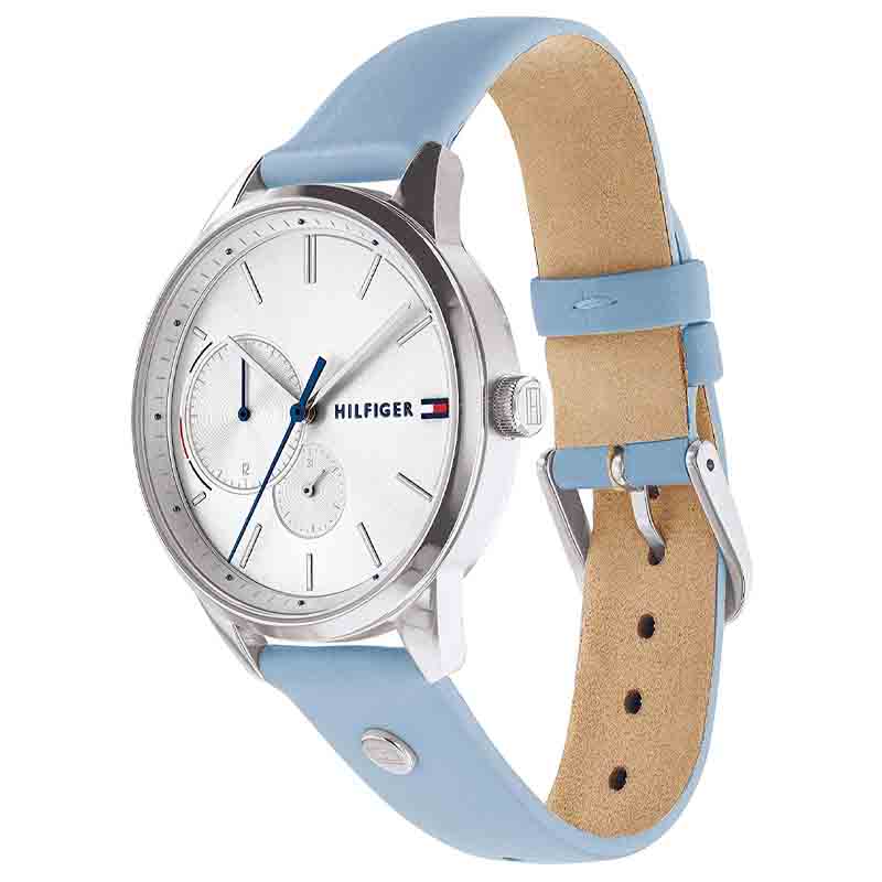 Tommy Hilfiger 1782023 Brooke Silver Dial Blue Leather Strap Watch for Women Tommy Hilfiger