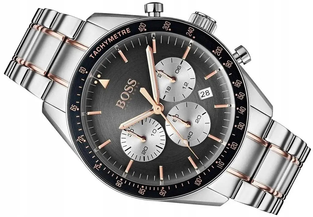 Hugo Boss 1513634 Trophy Chronograph Grey Dial Silver Steel Strap Watch for Men Hugo Boss