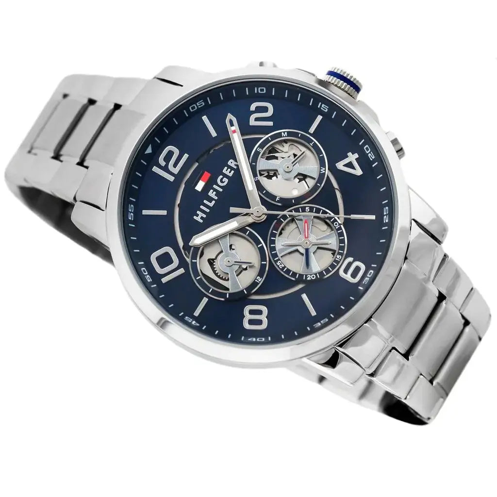 Tommy Hilfiger 1791293 Keagan Blue Dial Silver Steel Strap Watch for Men Tommy Hilfiger