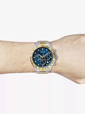 Hugo Boss 1513767 Hero Blue Dial Two Tone Steel Strap Watch for Men Hugo Boss