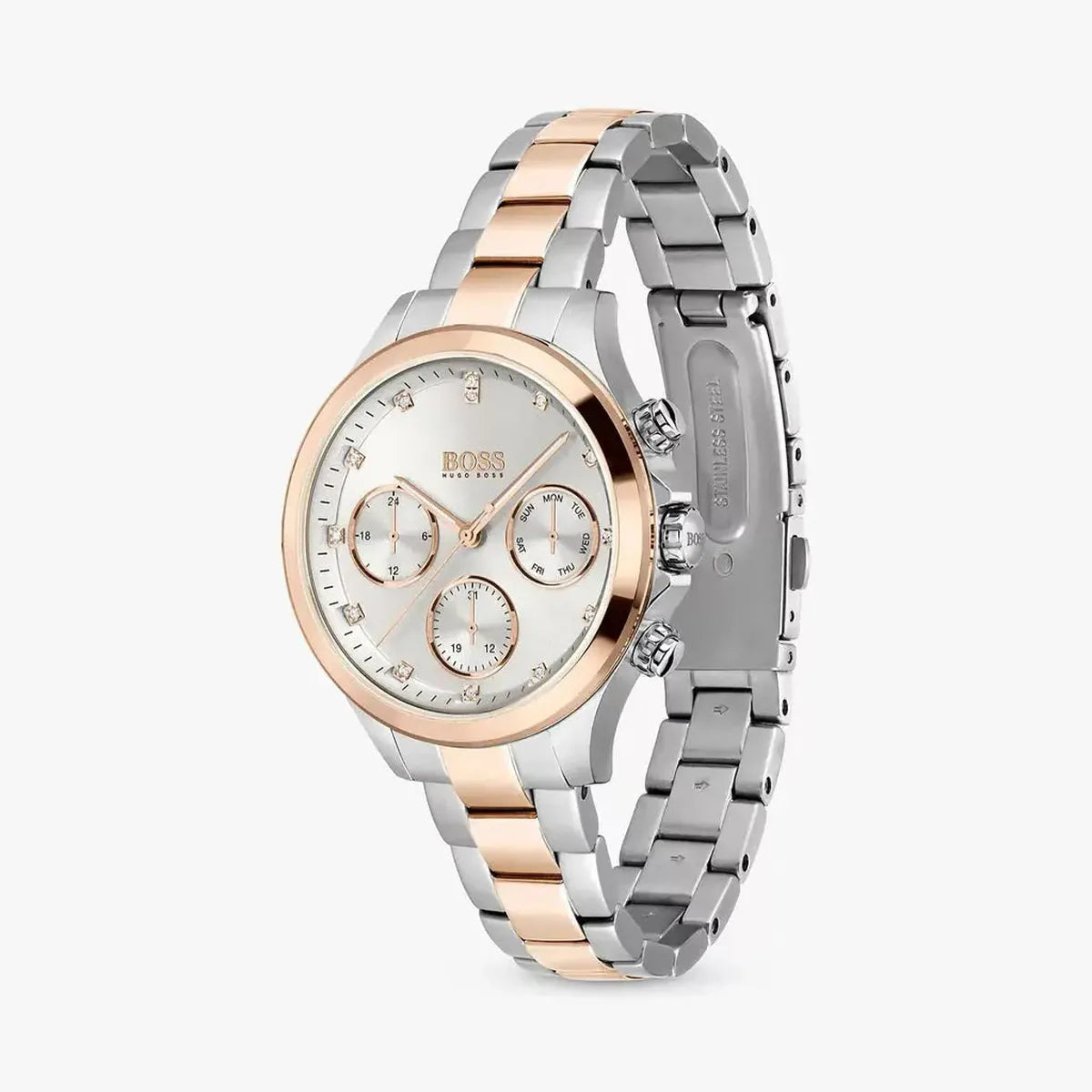 Hugo Boss 1502446 Hera Chronograph Silver Dial Two Tone Steel Strap Watch for Women Hugo Boss