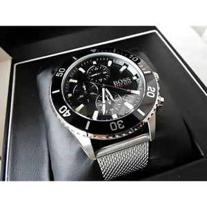 Hugo Boss 1513904 Admiral Black Dial Silver Mesh Bracelet Watch for Men Hugo Boss