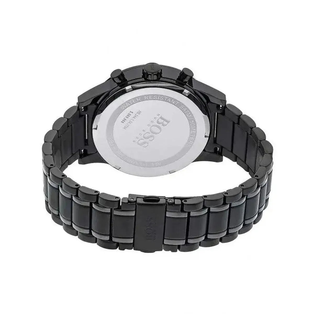 Hugo Boss 1513180 Chronograph Black Dial Black Steel Strap Watch for Men Hugo Boss